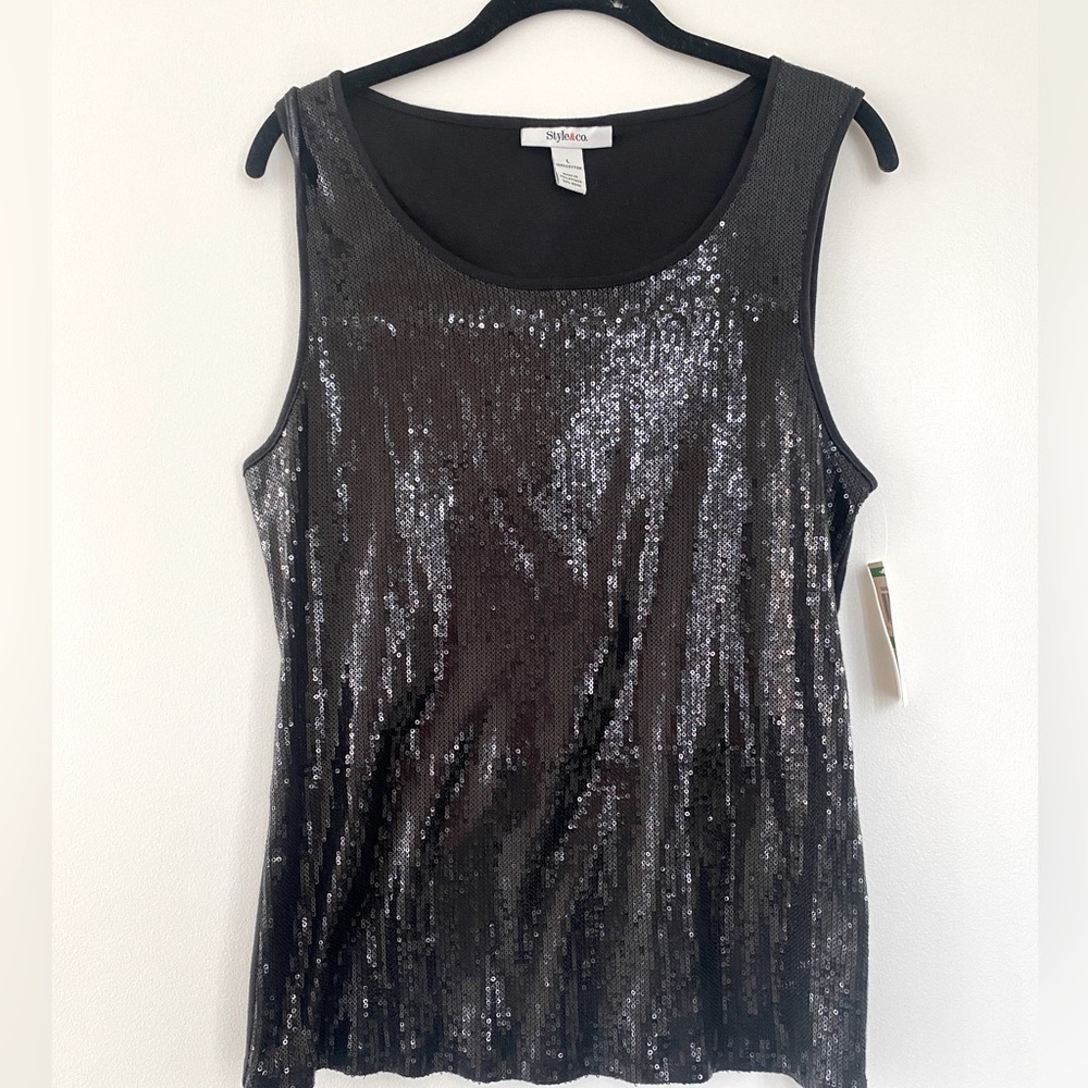 Black sequin tank top